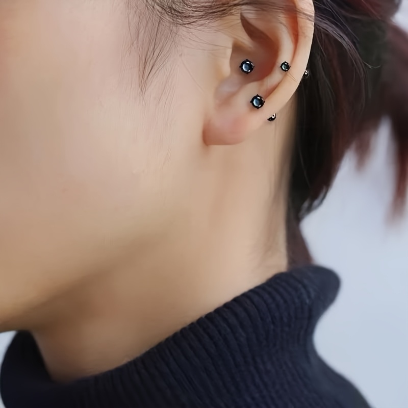 6pcs Low-Allergen Screw-In Ear Studs for Women